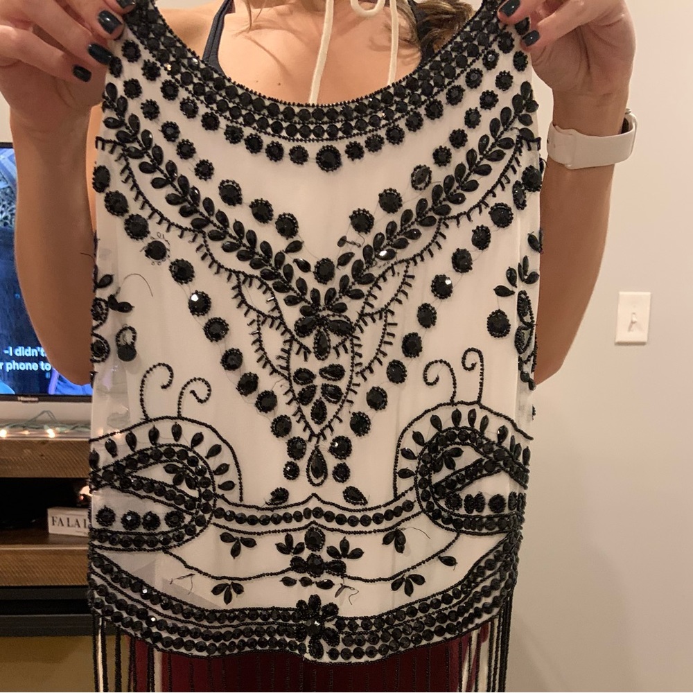 Beautiful white and black embroidered tank top